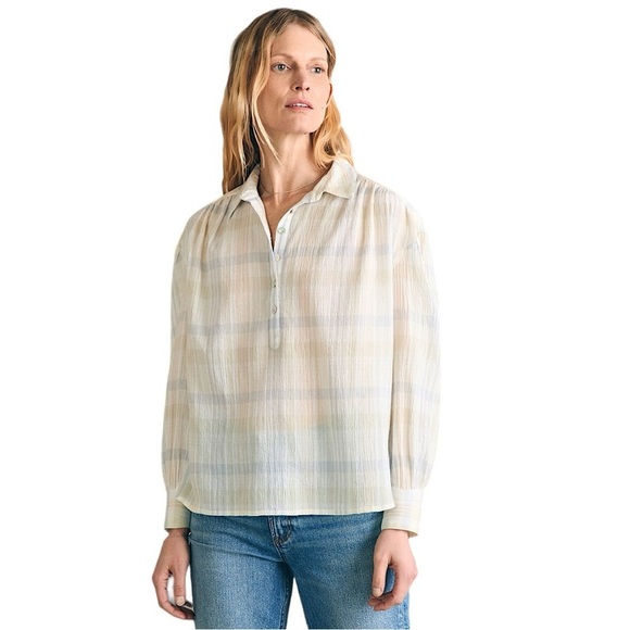 FAHERTY Olli Gauze Organic Cotton Top in Atwood Plaid - Picture 2 of 13